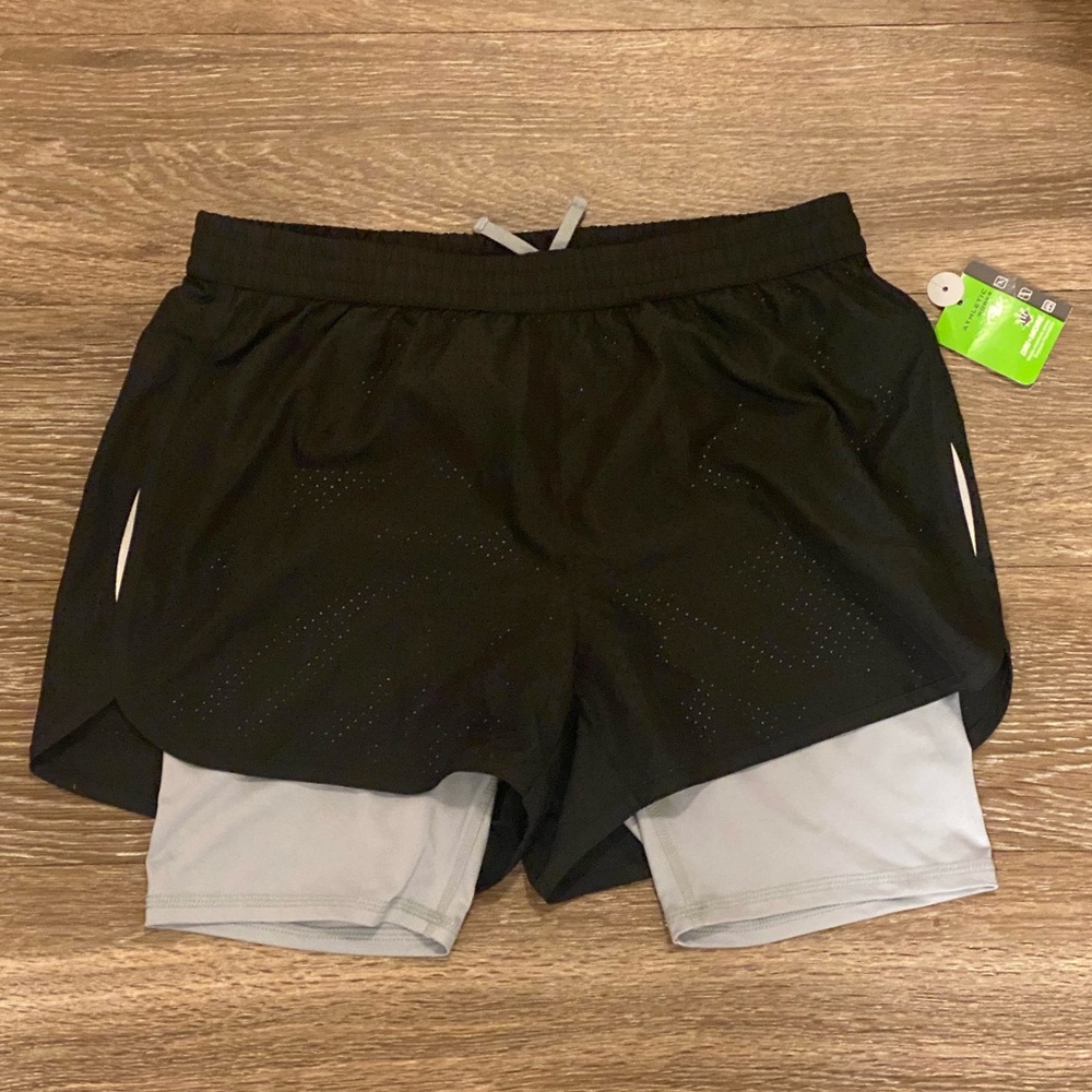 ATHLETIC SHORTS 2 in 1 compression shorts Brand New Sz Small